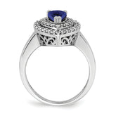 14k White Gold 1/2 carat Lab Grown Diamond VS/SI+ G+ and Lab Created Blue Sapphire Fashion Ring